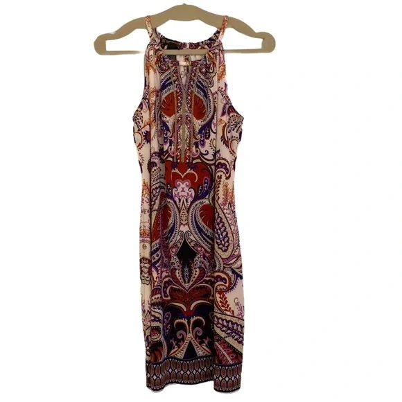 INC International Concepts | Dresses | Inc Paisley Halter Mini Dress  Embellishe Neutral Tones Medium Petite New | Poshmark